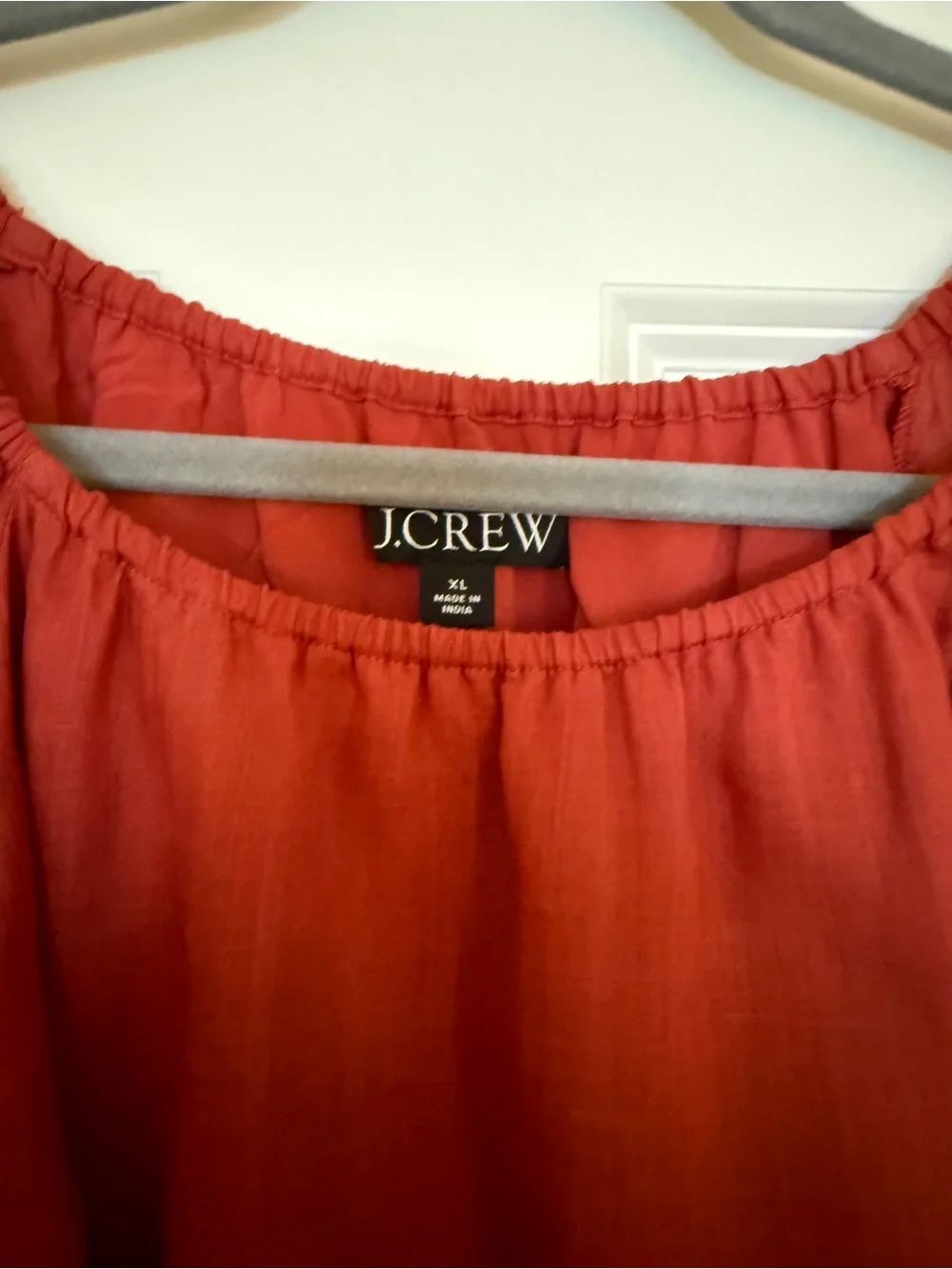 J. Crew Rust Puff-Sleeve Peasant Blouse